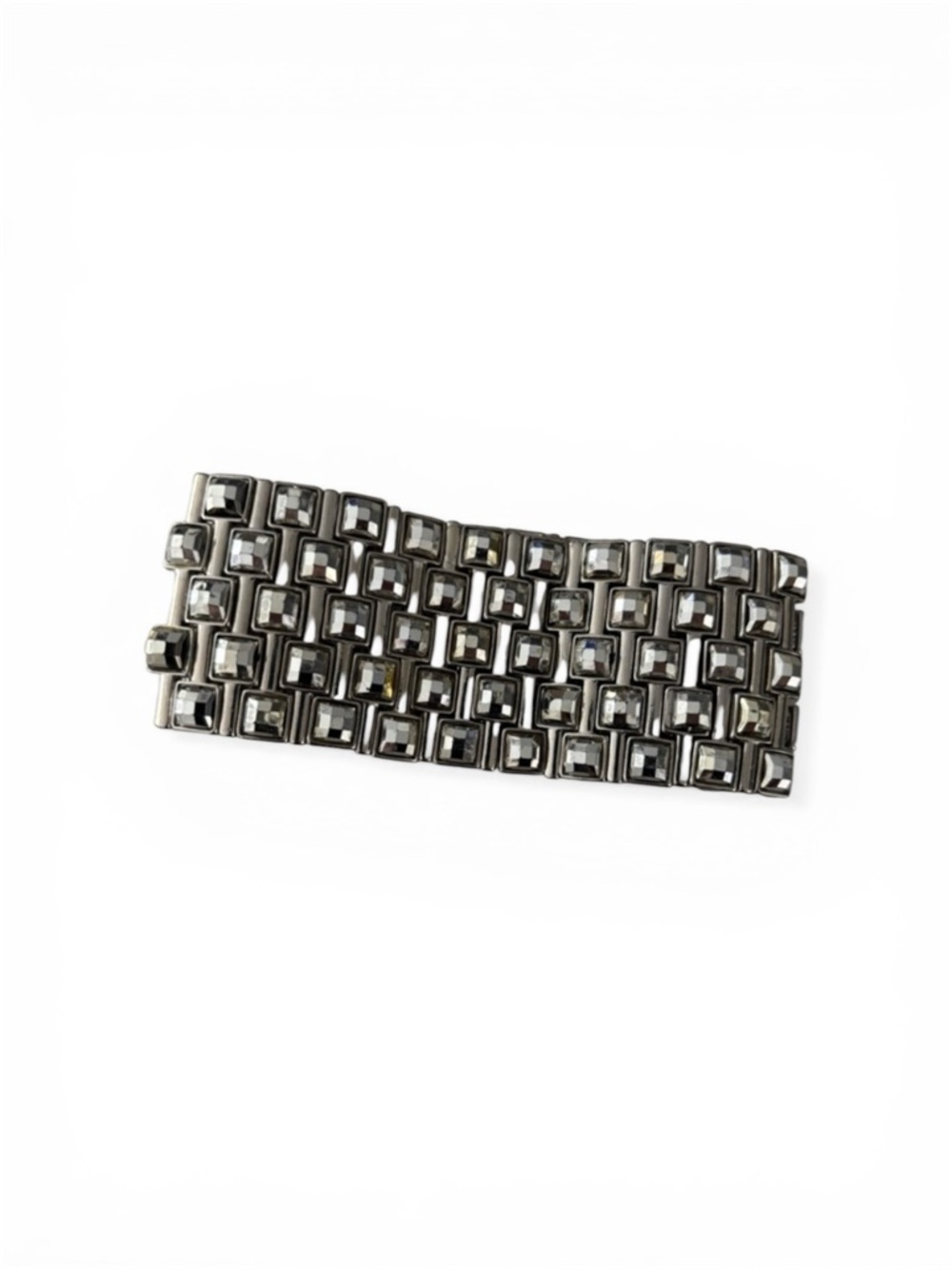 Bracelet baguette cuff tile rhinestone vintage grid design square clear crystals